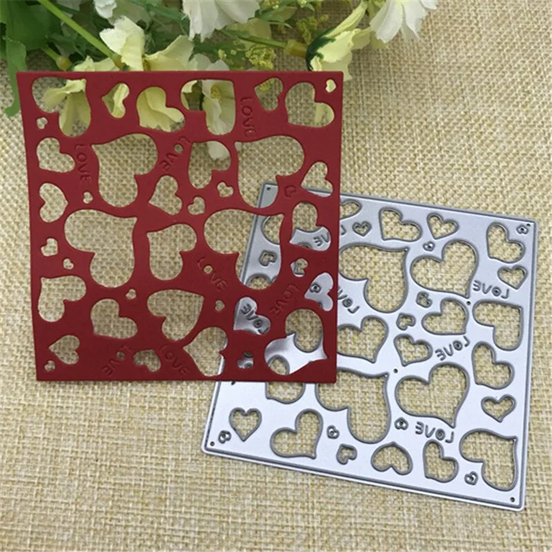 Square love Metal Cutting Dies Stencil Scrapbooking Wedding Photo Album Decor Paper Card Making Embossing DIY Crafts