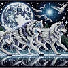Meute de loups au clair de lune-peinture diamant en forme spéciale-30*30cm