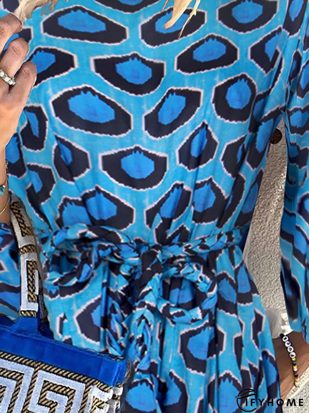 A-Line Balloon Sleeve Leopard Print Weaving Dress | IFYHOME