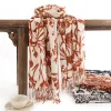 Autumn Winter Warm Floral Tassels Shawl Scarf