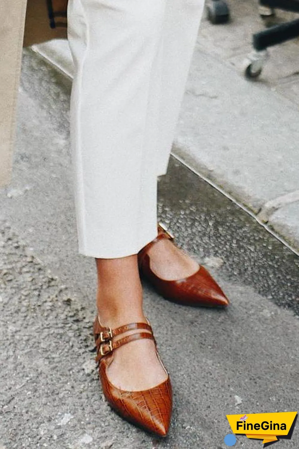 Point Toe Strap Flats