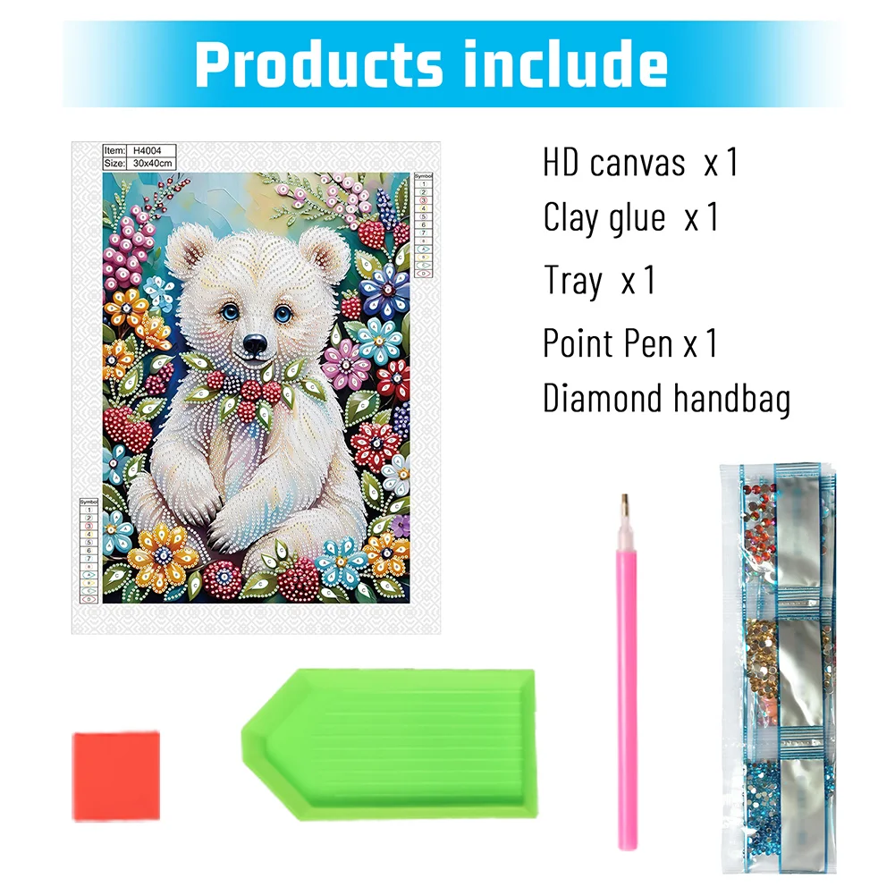 Diamond Painting - Partial Special Shaped Drill - Flower Bear(Canvas|30*40cm)