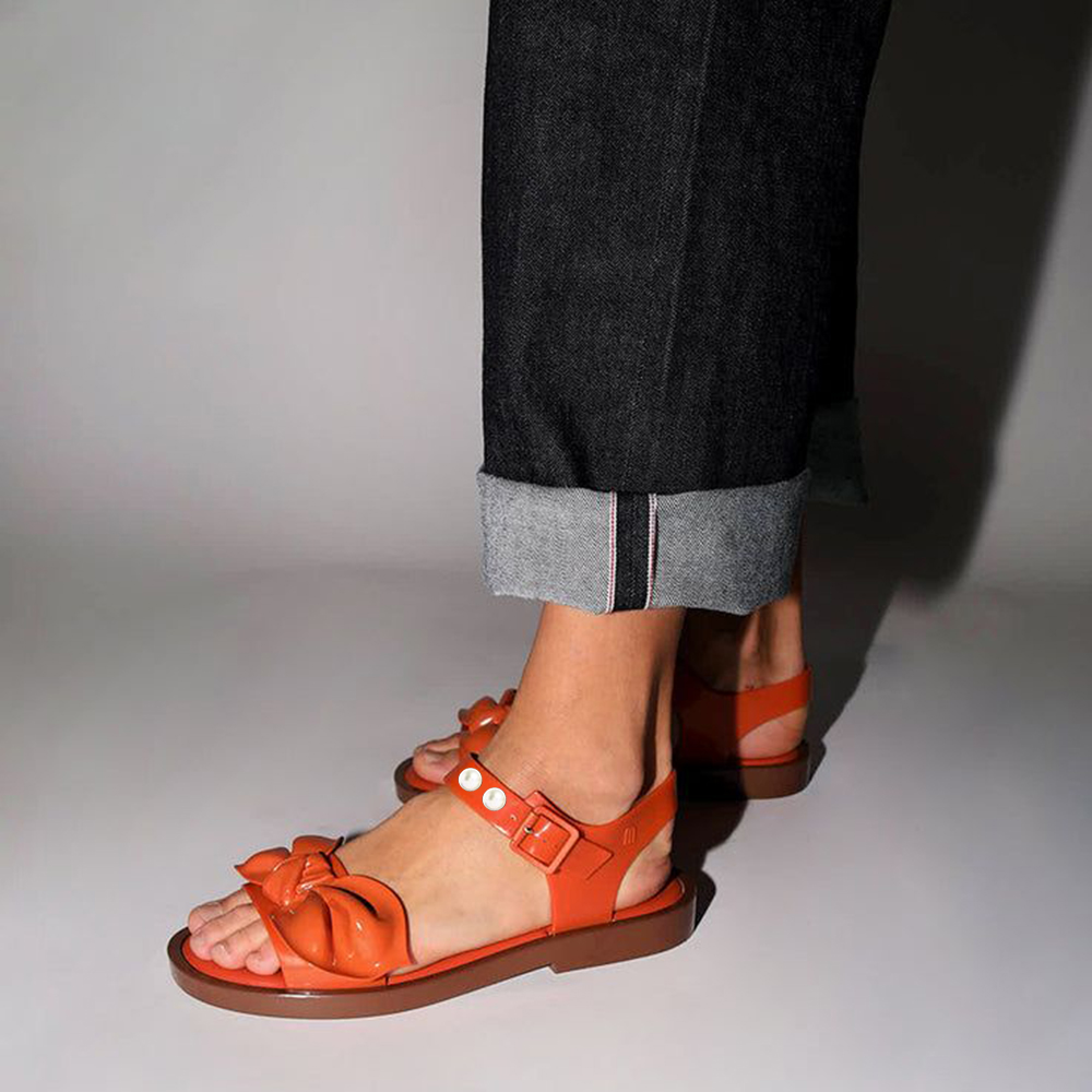 Brown Vegan Leather Rounded Toe Flat Sandals with Buckle Nicepairs