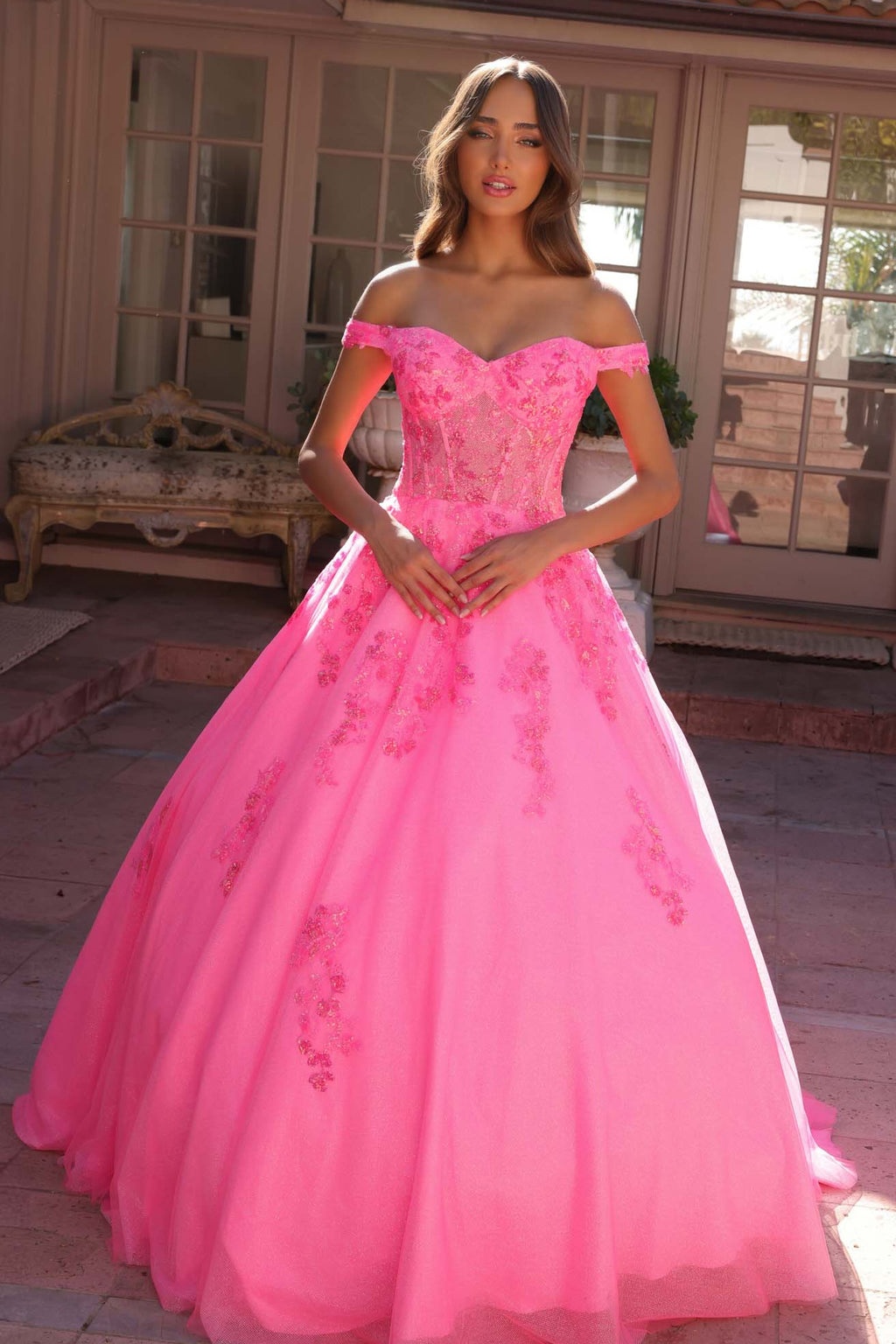 Ovlias Classic Off-the-shoulder Applique Ball Gown Couture Evening Dress LY0660