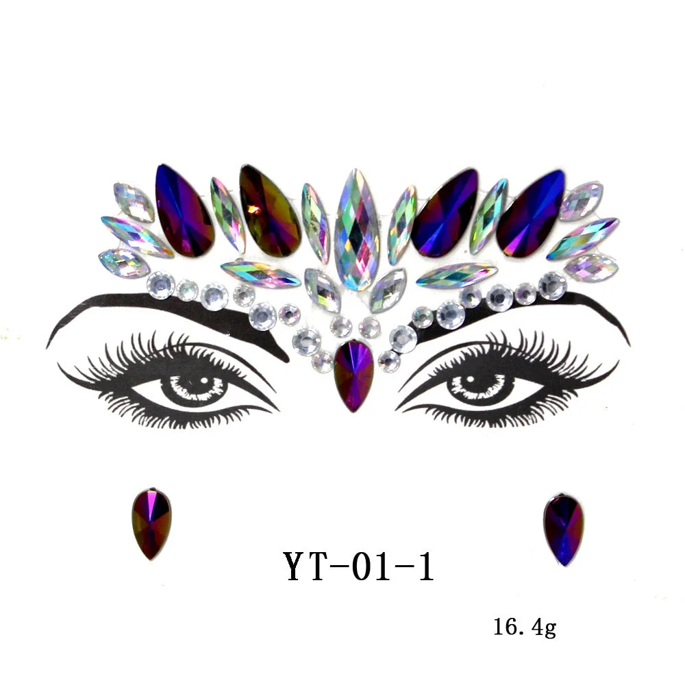 Sexy Style Rhinestone Acrylic Self-adhesive Jewelry Face Creative Tattoo Body Art Jewelry Masquerade Eyes Beauty Makeup Sticker