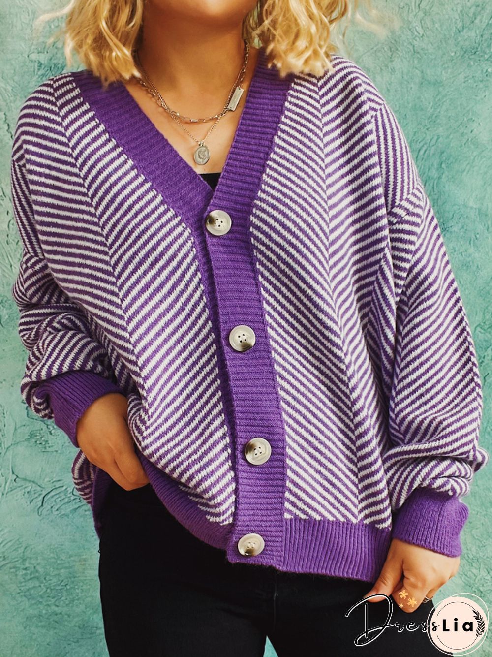 Autumn Winter Casual Long Sleeved Sweater Women's Contrast V-neck Cardigan Jacket Office Lady Cropped Cardigan Coats Tops