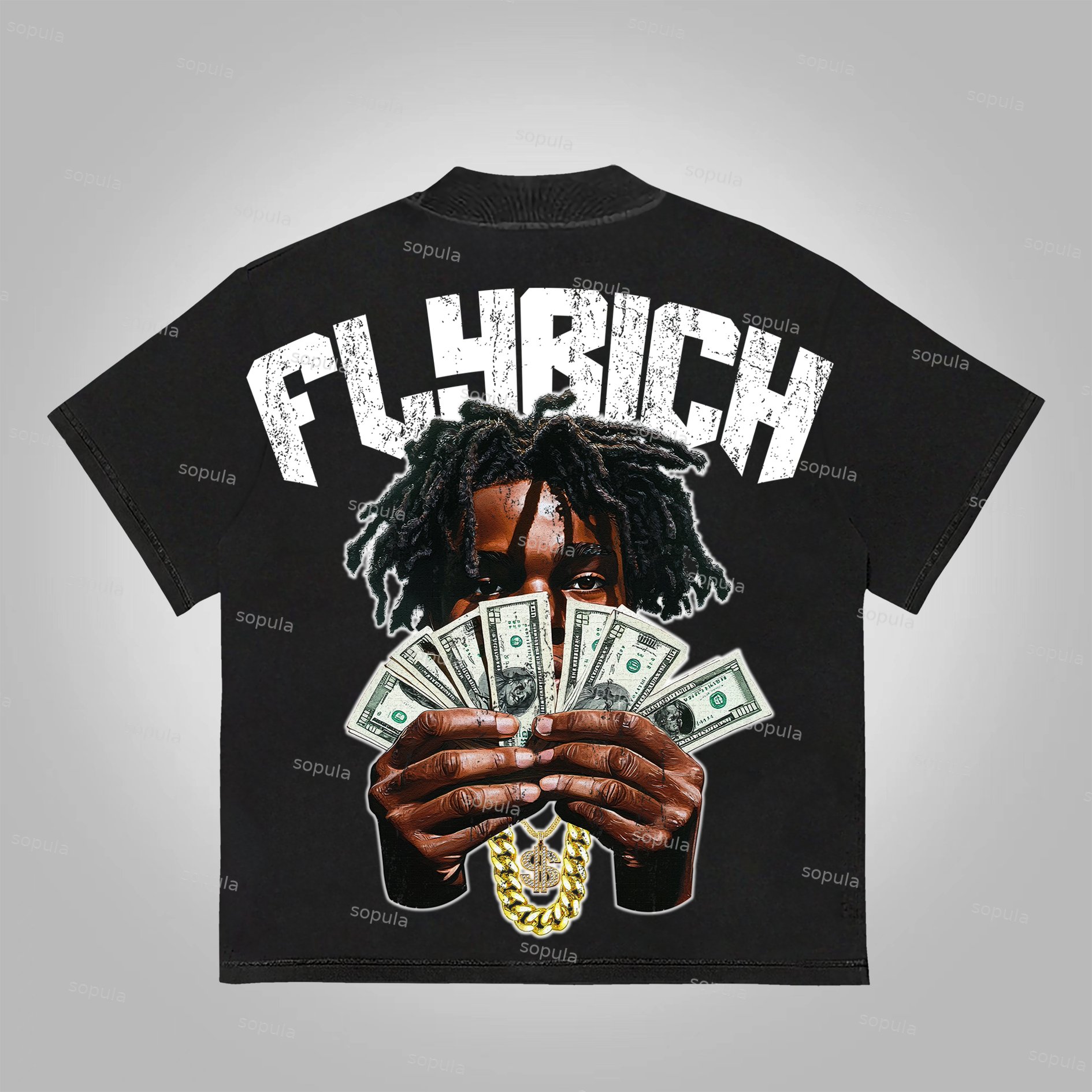 Sopula Vintag Flyrich Rich Boys Graphic Print Cotton T-Shirt