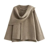 Nigikala Nigikala New Women's Clothing With Asymmetric Scarf Short Knitted Coat