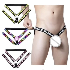 Pornhint Men's Chastity Lock Auxiliary Belt, Three-Way Wide Constraint Chastity Lock Fixation Belt, Elastic Bungee Rings