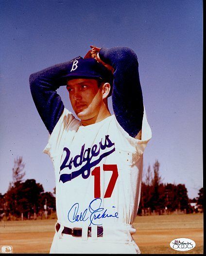 Carl Erskine Dodgers Signed Jsa Cert Sticker 8x10 Photo Poster painting Authentic Autograph