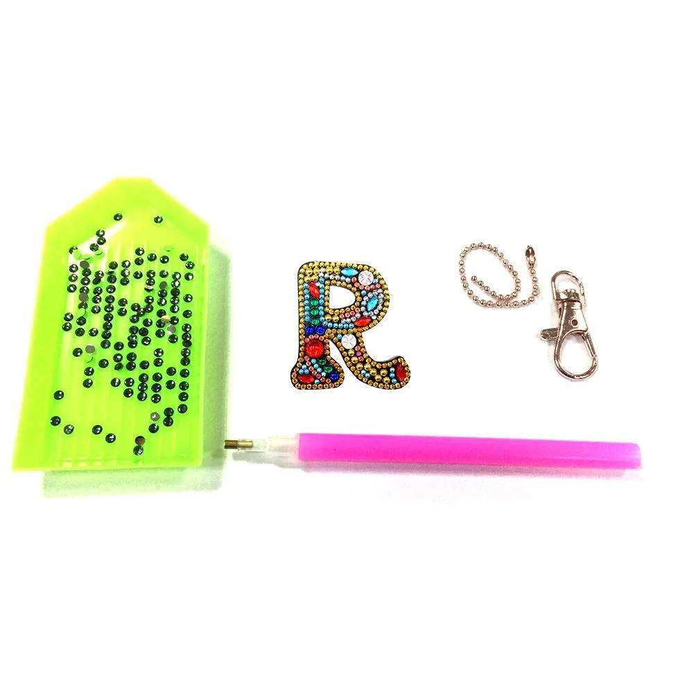 DIY Key Chain Diamond Painting Letters Women Girl Bag Keyring Pendant Gift