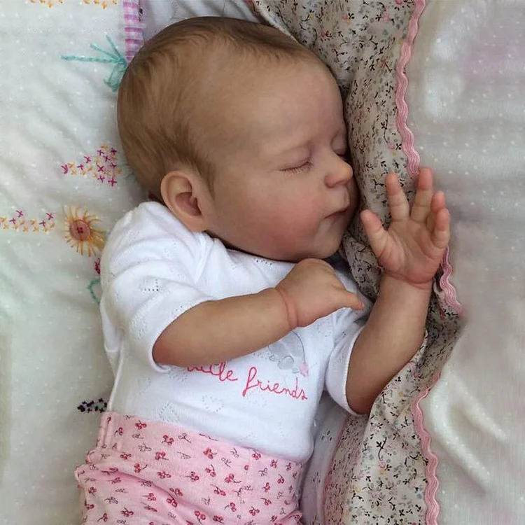 [New] 20" Realistic Reborn Baby Doll Sleeping Girl Rited Newborn Painted Hair Baby Doll