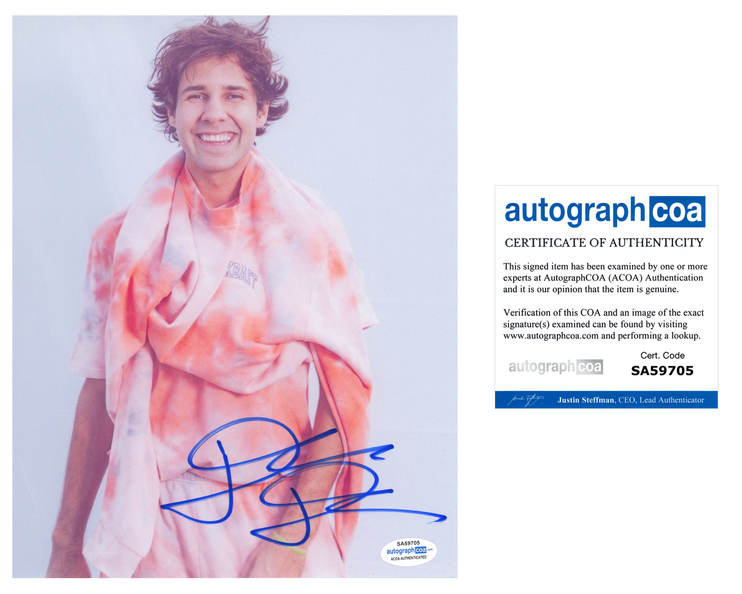 David Dobrik Signed Autographed 8x10 Photo Poster painting YouTube Star ACOA COA