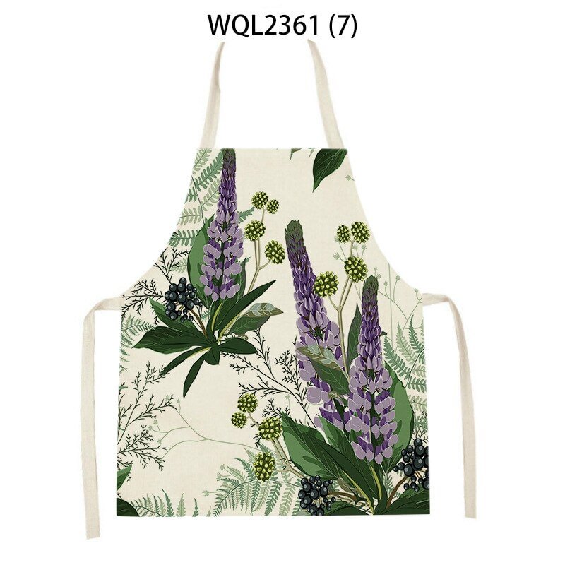Linen Kitchen Apron - Plant Floral letclo 