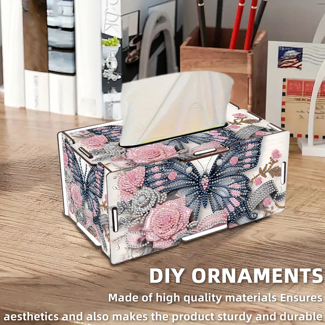 Flower Butterfly DIY Diamond Art Paper Towel Holder for Home and Office Decor