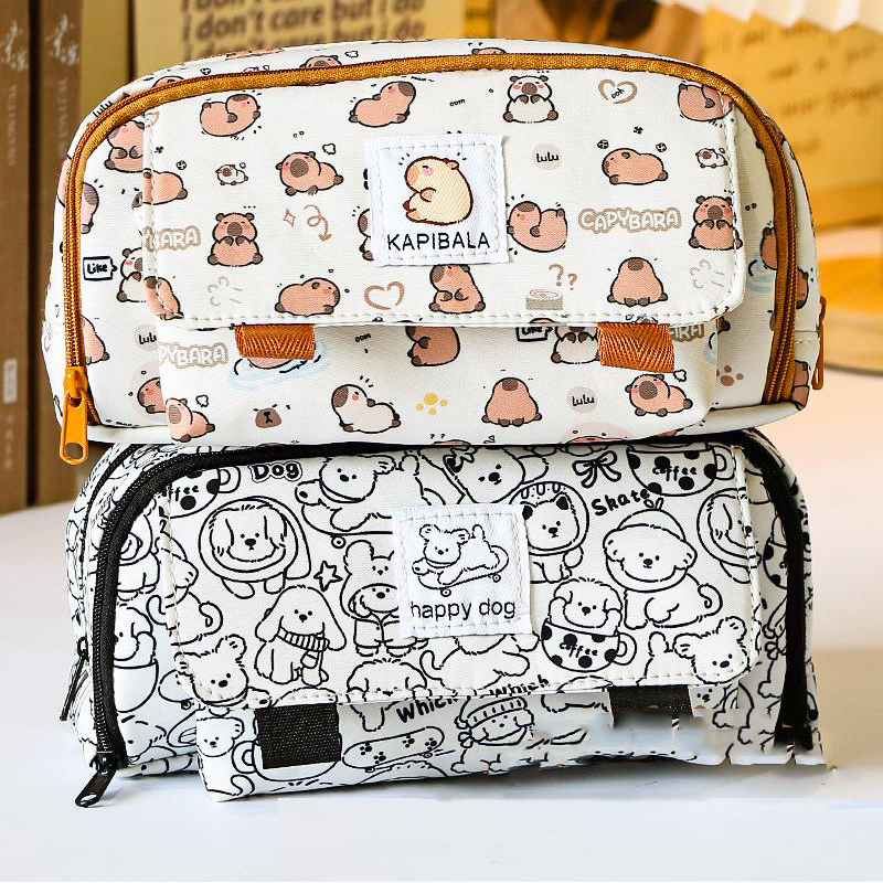 Journalsay 1개 만화 개 패턴 대용량 연필 케이스 패브릭 문구 보관함