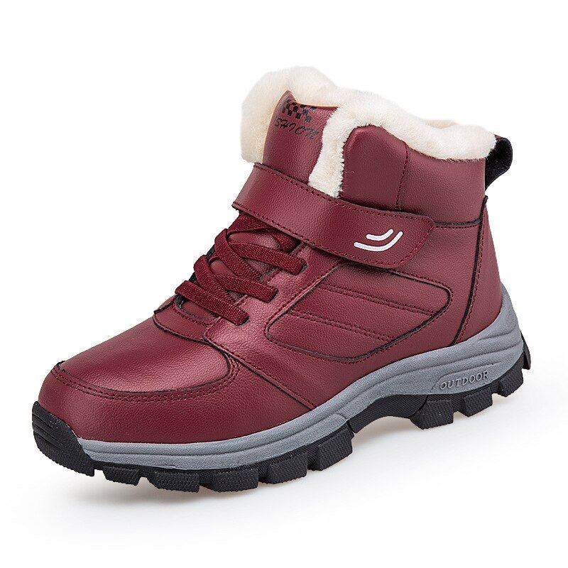 Unisex Snow Boots Womens Winter Warm Faux Fur Ankle Boots Lining Non-Slip Purple Outdoor Sport Hiking Waterproof Walking Shoes