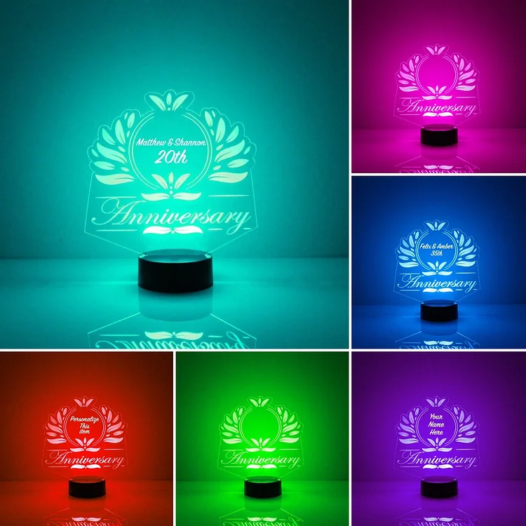 Personalized 7 Colors Changing Night Light Custom Name LED Lamp Gifts For Couple