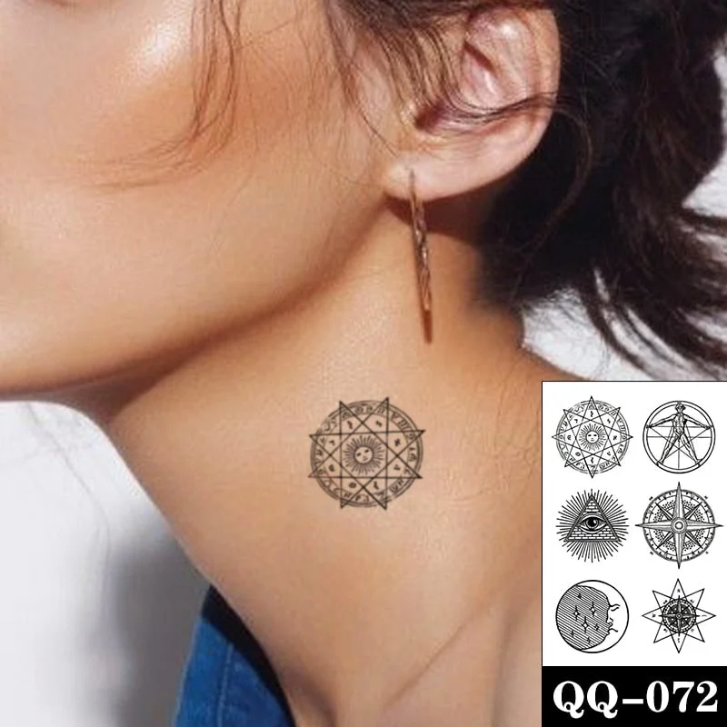 Tattoo Sticker Moon Sun Lunar Star Element Body Art Makeup Waterproof Temporary Women and Men Fake Tatoo