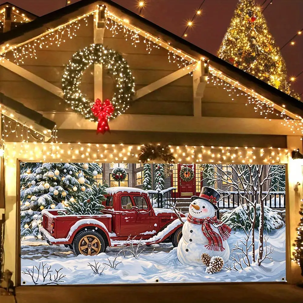 Tegooe Christmas Garage Door Banner Decoration - Large 3D Effect Holiday Mural for Outdoor Walls Overlays Multiple Sizes A...