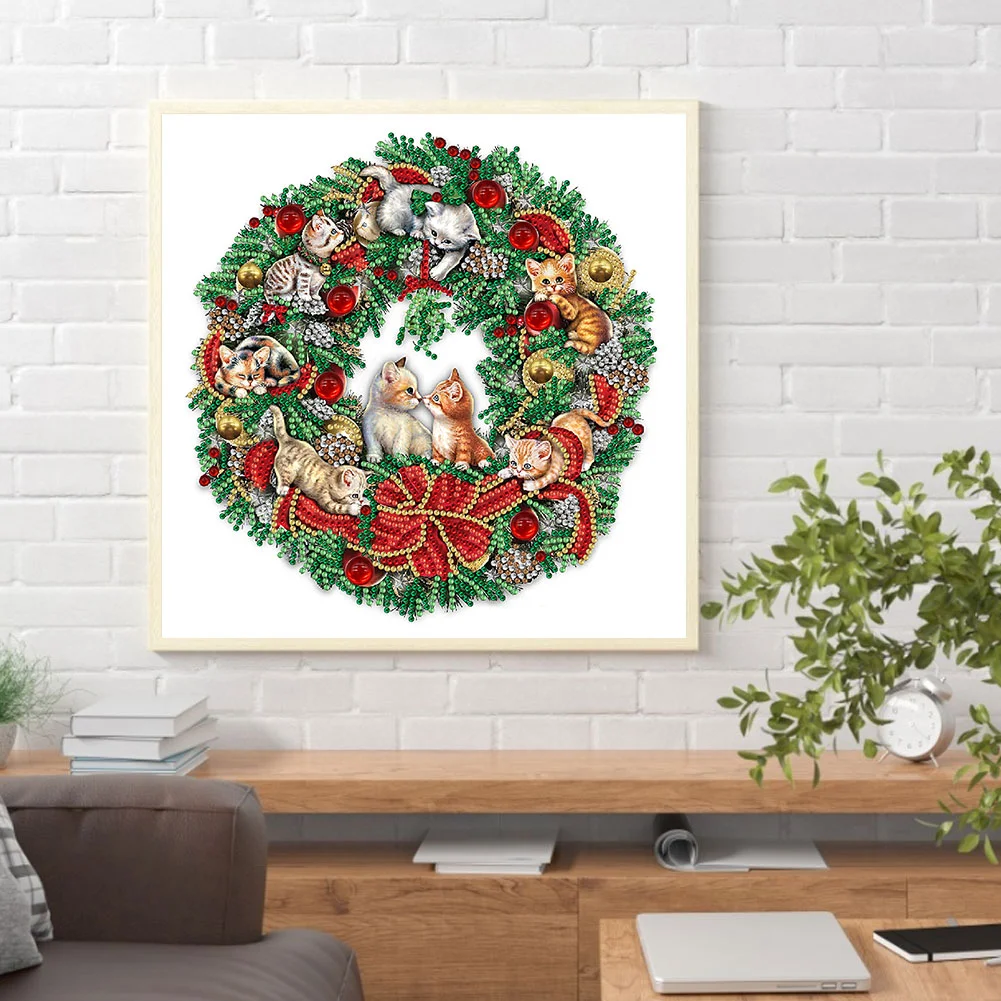 Diamond Painting - Partial Special Shaped Drill - Christmas Wreath(30*30cm)