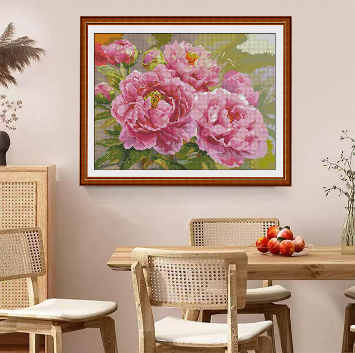 1set DIY Printed Cross Stitch Kit, 【CC2139- Pink peony】aida cross stitch Painting Fairy Cross Stitch