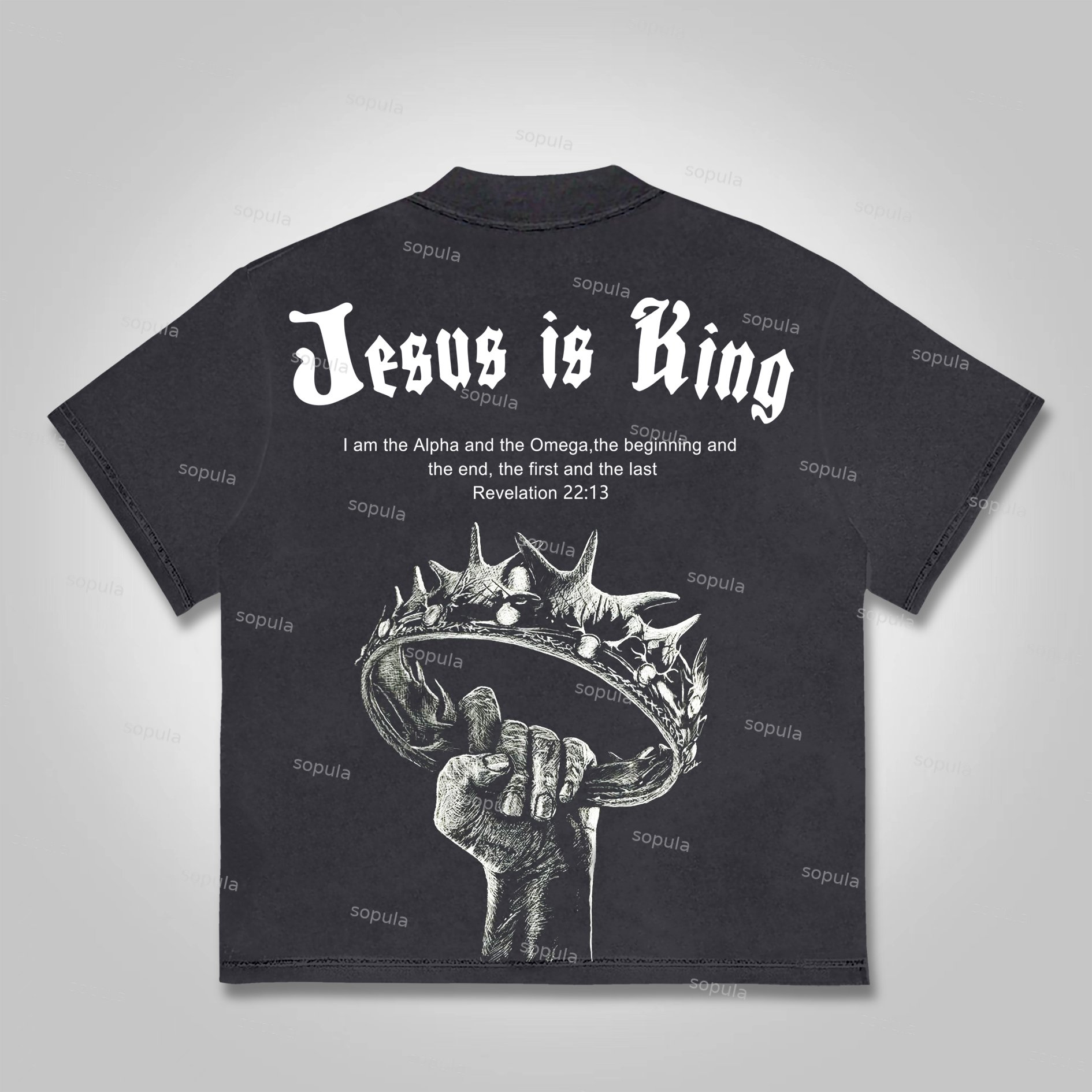 Sopula Jesus Is King Graphic Print Cotton T-shirt - SOPULA