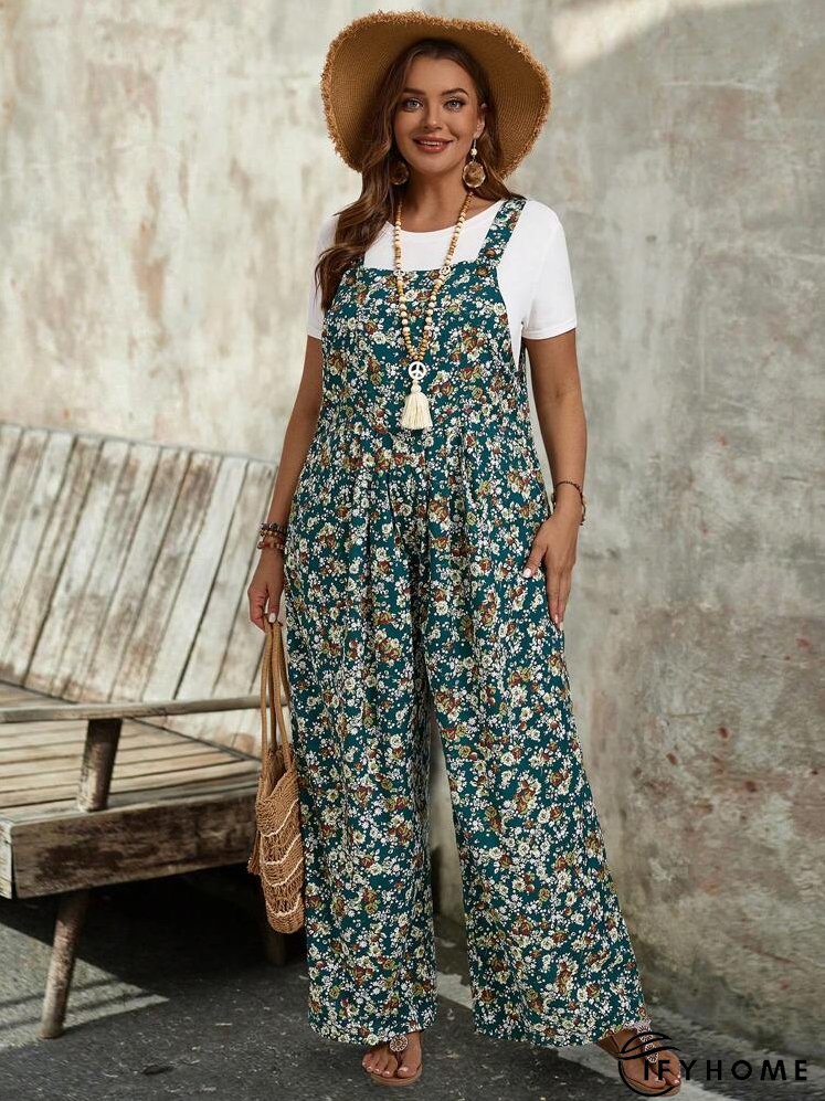 Plus Size Women's Printed Strappy Jumpsuit | IFYHOME