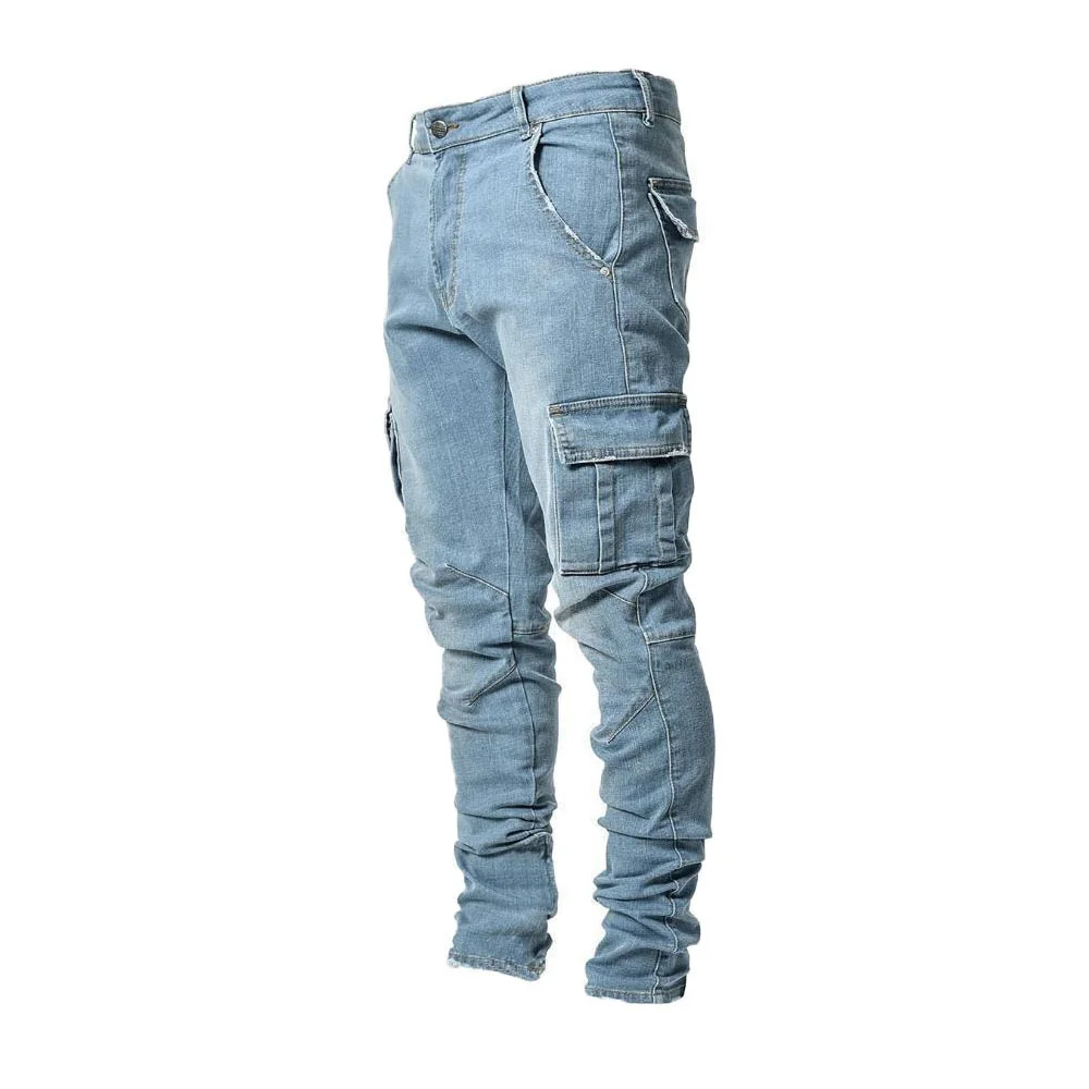 Men's Side Pockets, Small Feet, Tight Jeans, Casual Denim Jeans for Man