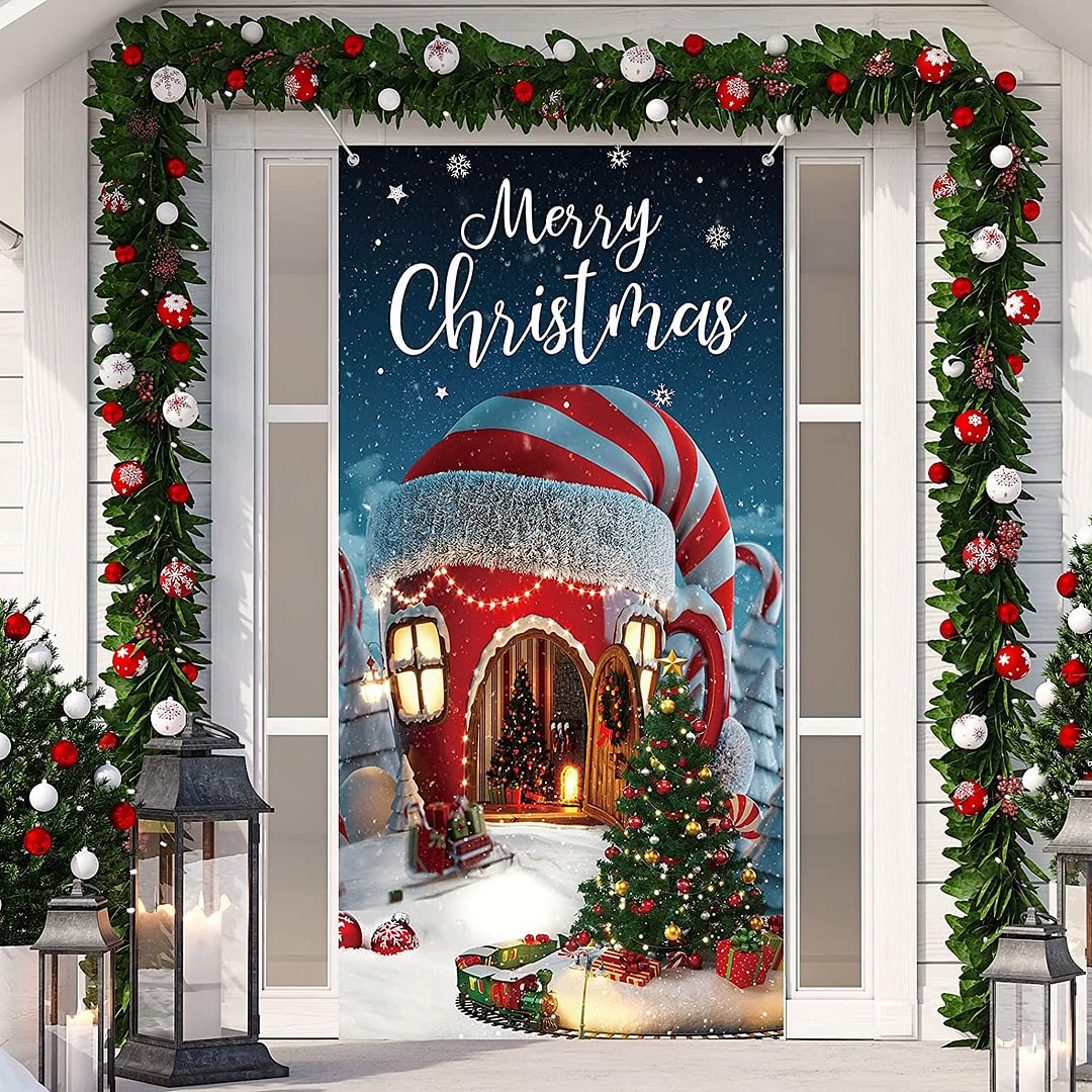 Santa hat igloo door cover