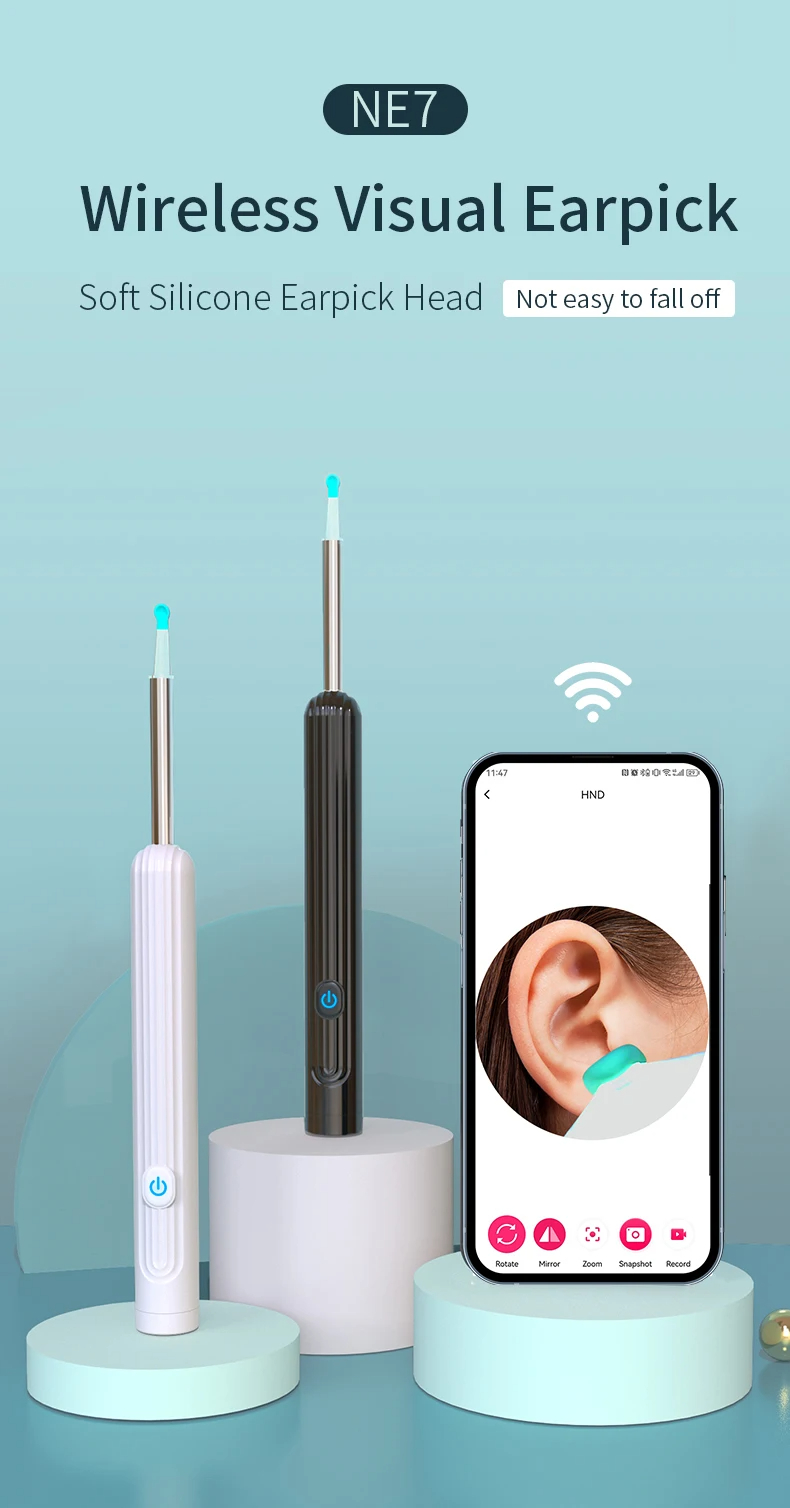 Likron Watches Wireless HD Ear Otoscope with Camera - USB-C Rechargeable Ear Wax Removal Endoscope Tool
