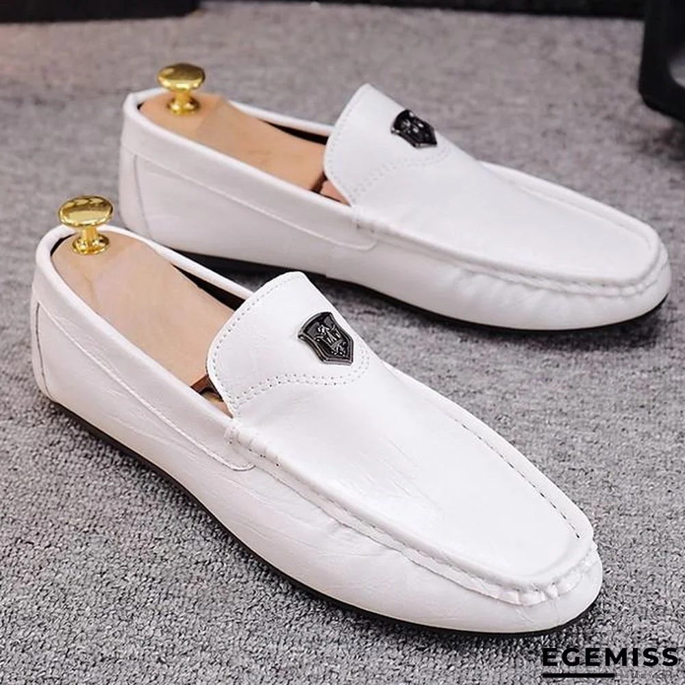 Men's Summer Classic Daily Boat Shoes PU White / Yellow | EGEMISS