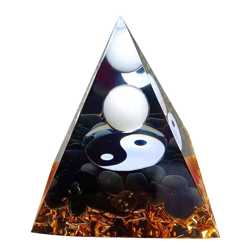 Natural Crystals Orgonite Pyramid Orgone Energy Healing Ornament Decor (A)