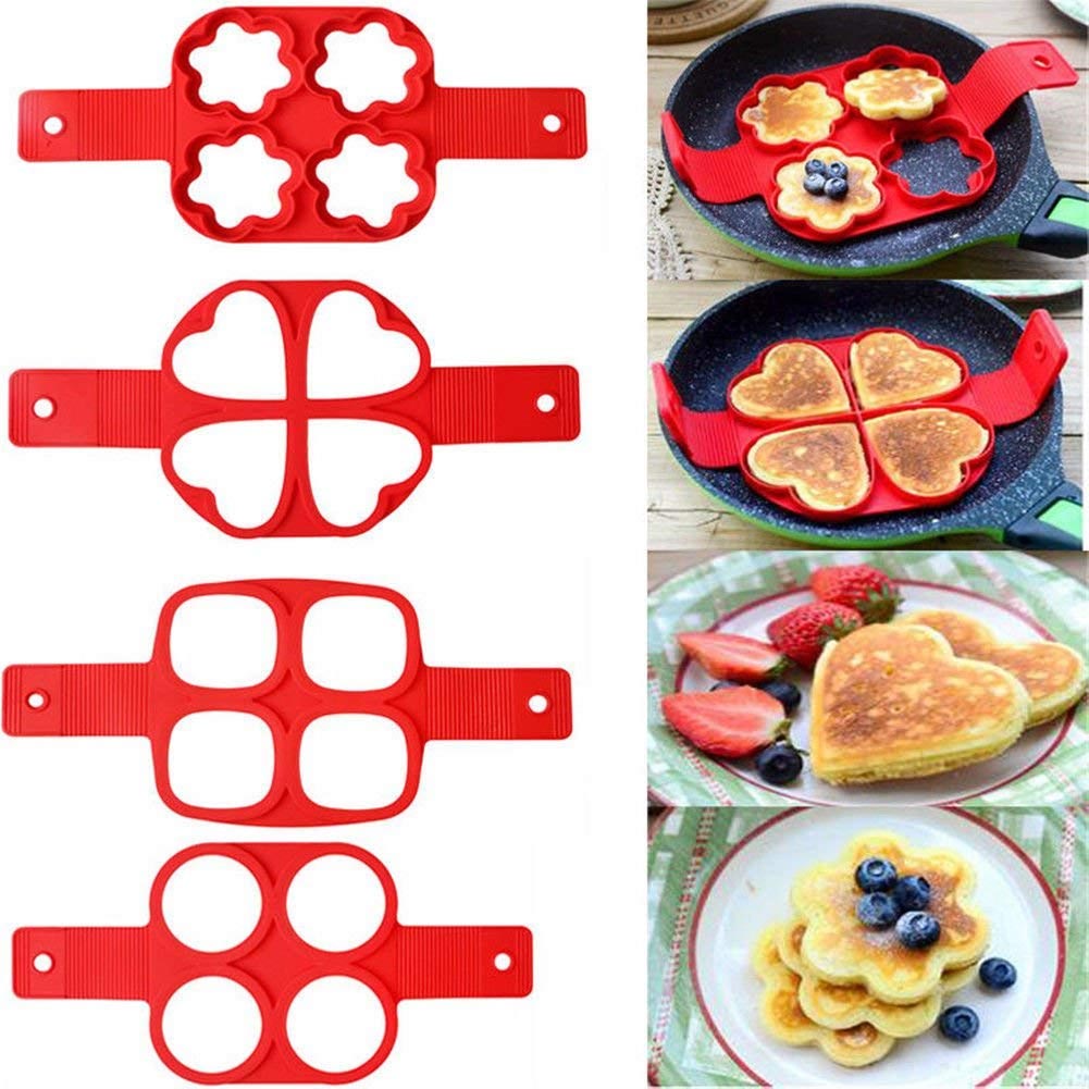 

Silicone 4 Hole DIY Pancake Maker Bake Cake Mold Kids Mini Egg Tools, 501 Original