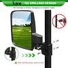 No Drilling Golf Cart Side Mirror,Universal Foldable Rear View Mirrors for 0.75" / 1" / 1.25" Square Strut, Fits to Ezgo, Club car, Yamaha Golf Cart, 180 Degree Rotation, HD Glass, Mount Included