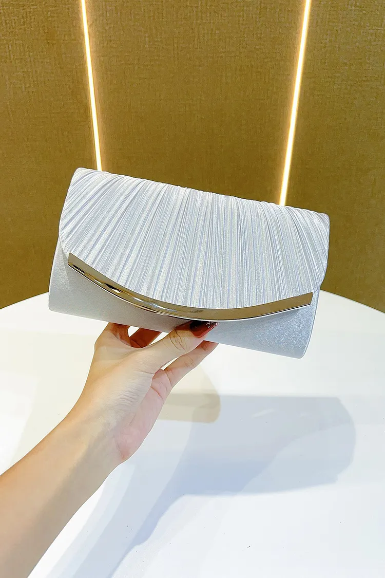 Rectangle Shaped Pleated Dinner Party Satin Purses Clutch Bag