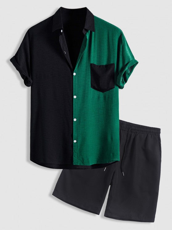 Two Tone Shirt And Shorts Set
