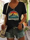 Women's Faith Waymaker Miracle Worker Promise Keeper Light in the Darkness My God Print V-Neck Tee