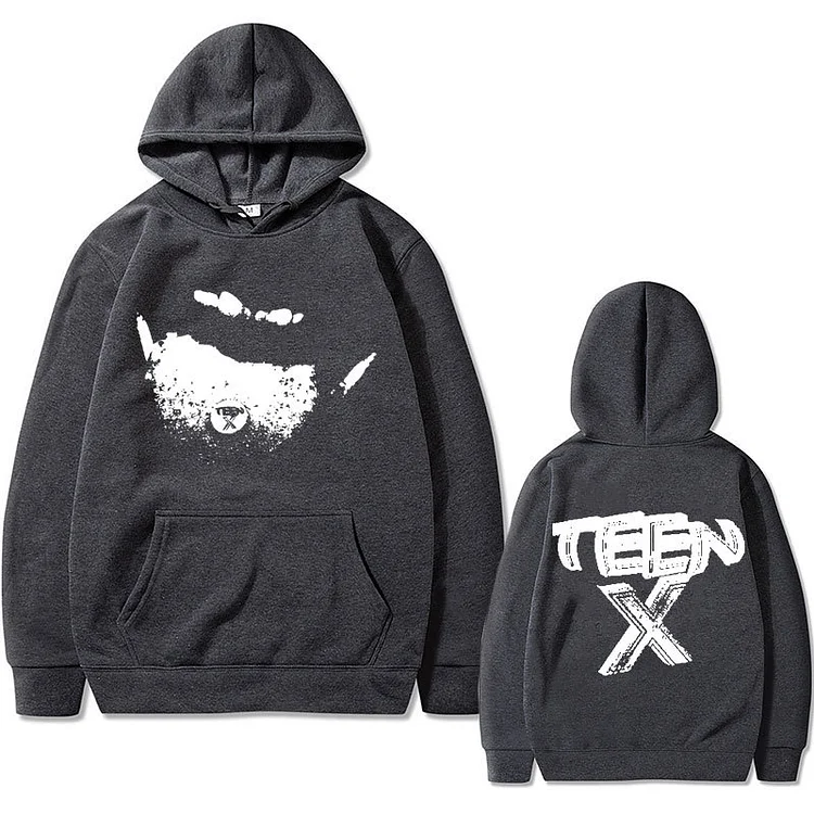 Hip Hop Teen X Double Sided Print Hoodie Loose Sweatshirts-VESSFUL