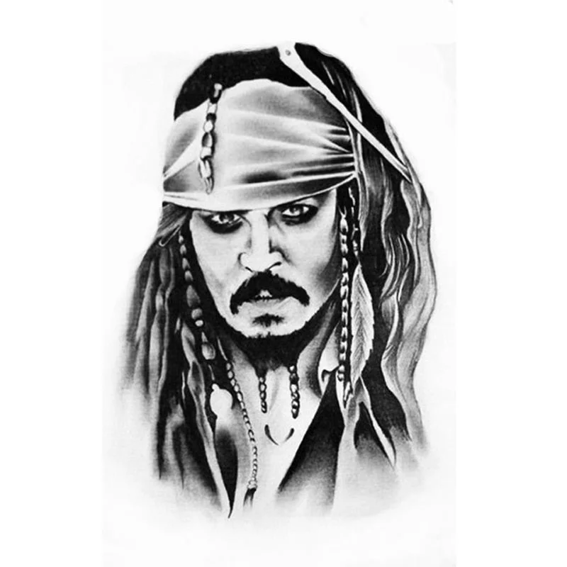 Captain Jack Sparrow Waterproof Temporary Tattoos Sticker Pirates of the Caribbean Tattoo Body Art fake tattoo sleeve tatoo