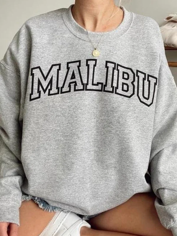 Black Alphabet Print Crew Neck Sweatshirt