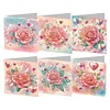 (US Only)6PCS Rose Pattern DIY Diamond Art Greeting Cards Diamond Art Handmade Cards