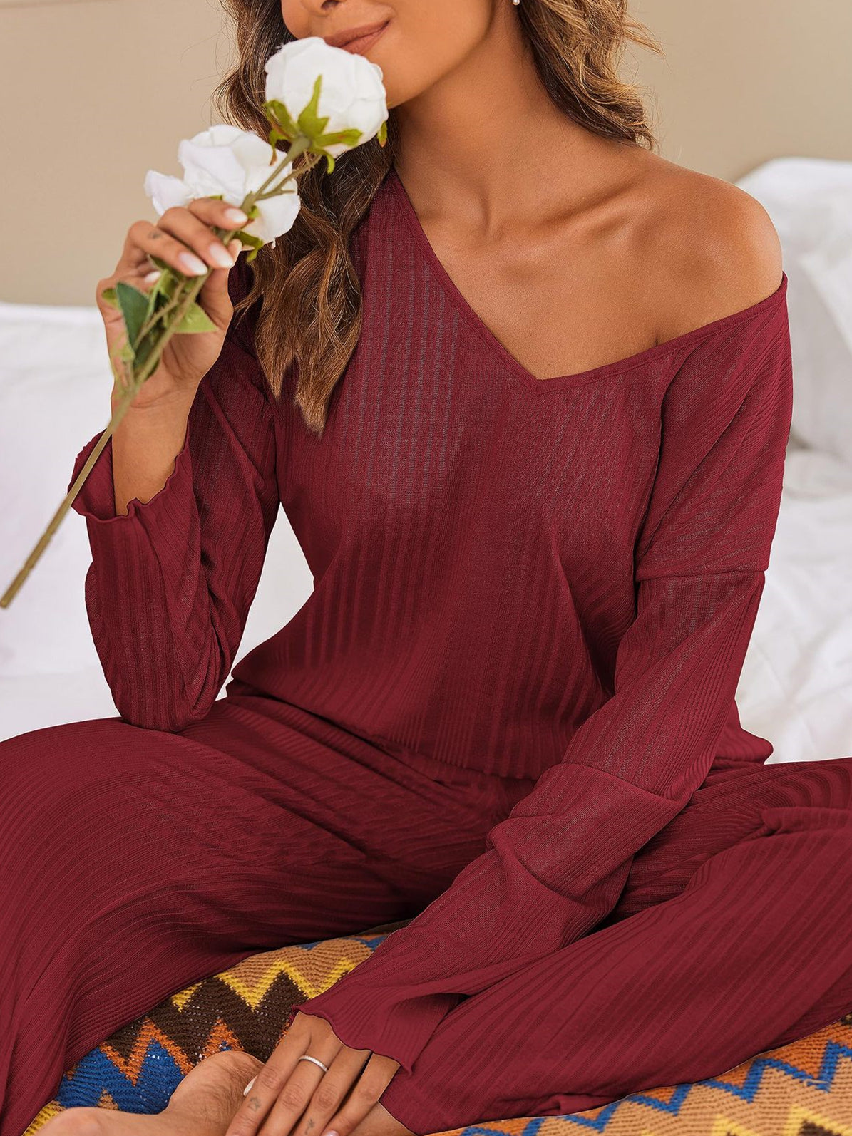 Women Half Sleeve V-neck Solid Color Dress