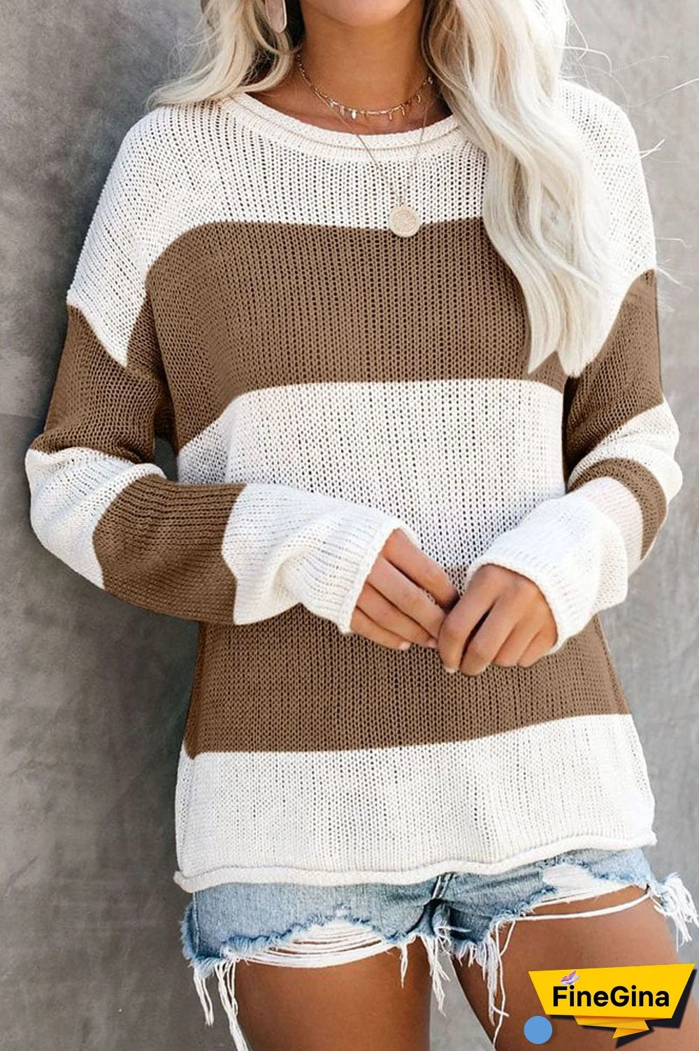 Long Sleeve Stripe Knitted Sweater