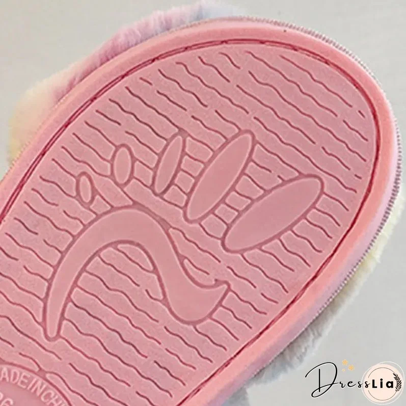Paziye Colorful Plush Cross Plush Slippers
