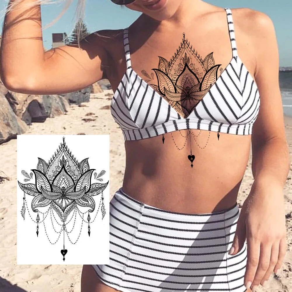 Sdrawing Henna Flower Temporary Tattoos For Women Fashion Body Art Tatoos Realistic Fake Jewelry Mandala Dreamcatcher Tattoos Sexy