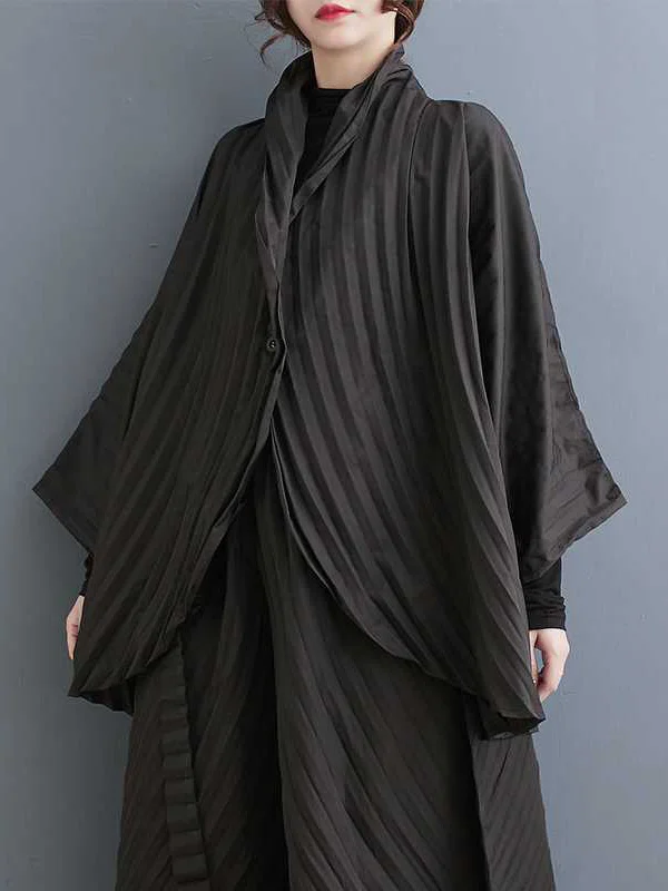 Refined Ensemble: Pleated Stand Collar Shirt Top with Button Detailing ...