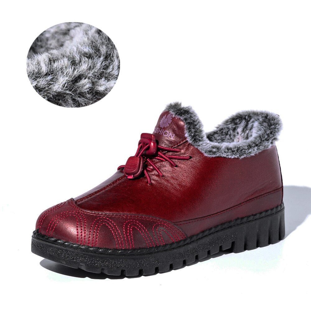 Women Flat Shoes Woman PU Leather snow boots women mom shoes women's winter shoes Female Casual  winter boots soft Women's shoes