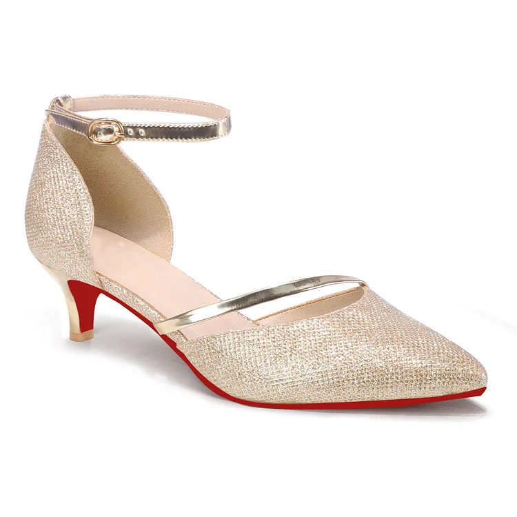 50mm Red Bottom Kitten Heels Dress Pumps Wedding Elegant Closed Toe Shoes Sandals VOCOSI VOCOSI