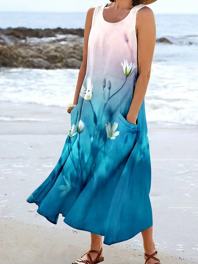 Women's Floral Print Holiday Casual Dress